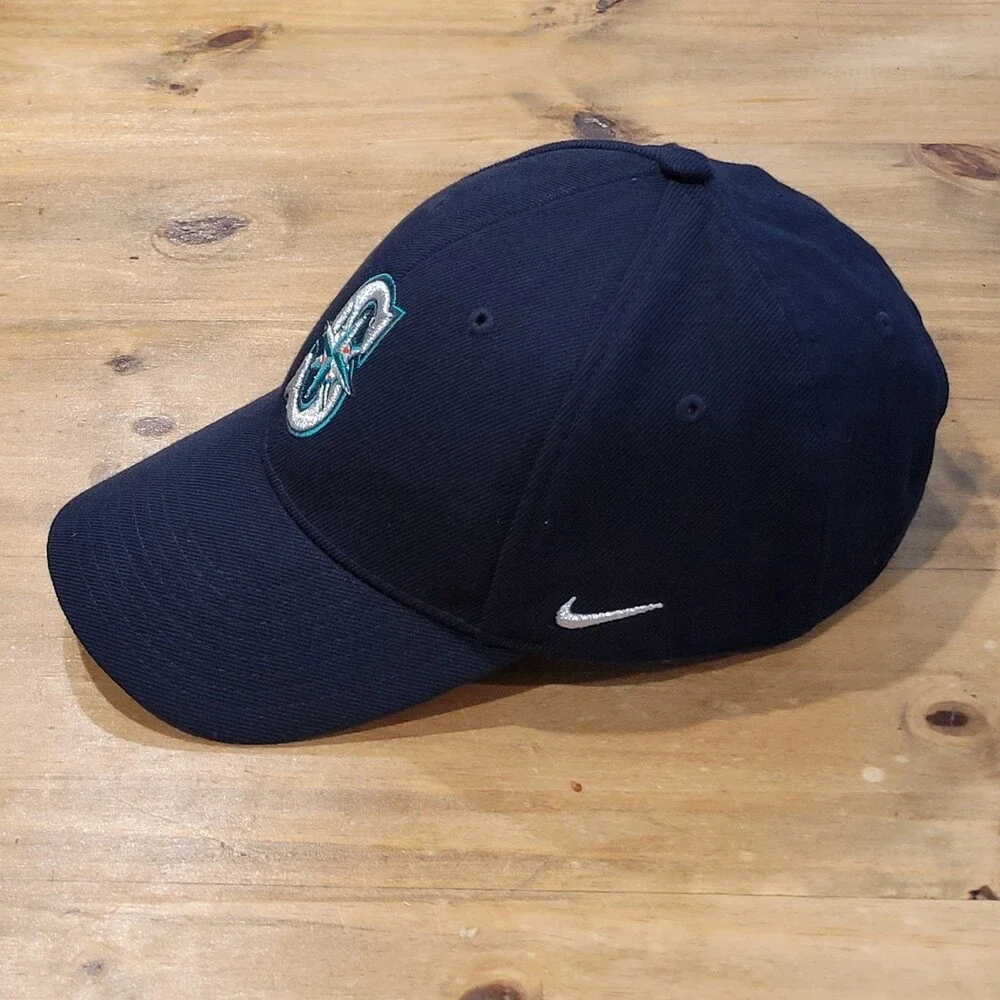 Vintage Seattle Mariners Nike Team Hat Strap Back Blue One Size Wool Blend